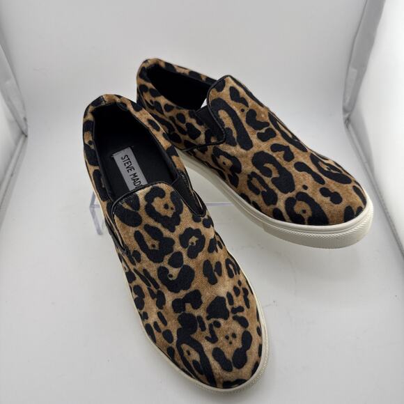Steve Madden Womens Sz 5.5 Ecentric Leopard Print Pony Hair Slip On Sneakers NWB - Picture 3 of 9